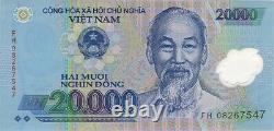 Monnaie du Vietnam 20000 Dong 2006 2022 P-120 UNC Polymère X 100 PCS Pack de billets en liasse
