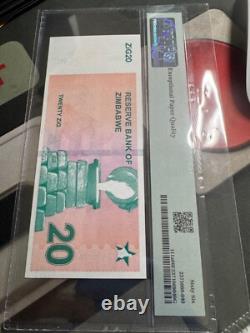 Monnaie du Zimbabwe, Billet de 20 Zig adossé à l'or 2024, GEM UNC, Code QR, EPQ 66
