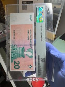 Monnaie du Zimbabwe, Billet de 20 Zig adossé à l'or 2024, GEM UNC, Code QR, EPQ 66