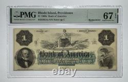 Monnaie obsolète de la Banque d'Amérique de Providence, Rhode Island des années 1860 PMG GEM UNC 67 EPQ