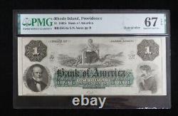 Monnaie obsolète de la Banque d'Amérique de Providence, Rhode Island des années 1860, PMG GEM UNC 67 EPQ
