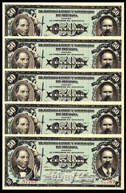 Monnaie révolutionnaire du Mexique 5 CONSECUTIVES 50 Centavos 1915 P-S1042 GEM UNC