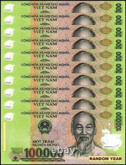 Monnaie vietnamienne 100000 Dong vietnamien, année aléatoire, P-122 UNC Polymer X 10 PCS