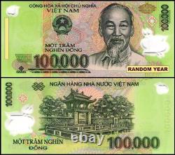 Monnaie vietnamienne 100000 Dong vietnamien, année aléatoire, P-122 UNC polymère X100 PCS