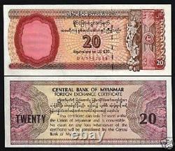 Myanmar 20 Dollars P-fx4 1993 Rare Unc Fec Forex Exchange Burma Monnaie Mondiale