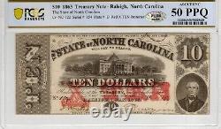 NC CR-122 1863 10 $ de la Caroline du Nord Billet de papier PCGS-B Pratiquement Unc 50 PPQ PLUS