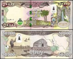 NOUVEAU DINAR IRAQUIEN 100 000 Dinars 2x 50 000 UNC IQD VÉRIFIÉ AUTHENTIQUE Monnaie