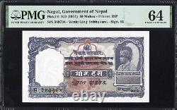Népal 10 DIX Mohru P6 1951 PMG64 Choix UNC Billet de banque Monnaie ROI NÉPALAI