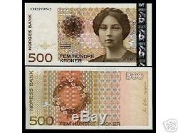 Norvège 500 Kroner 2002 Blé P51 Rose Unc Rare Monnaie Argent Bill Billets De Banque