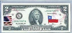 Note De Deux Dollars Monnaie Nationale Argent Papier Us $2 Bill Gem Unc Drapeau Cadeau Chili