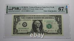 Numéro de série Radar 2003 de $1 Billet de banque de la Réserve fédérale de devise avec la note de la Banque PMG UNC67EPQ