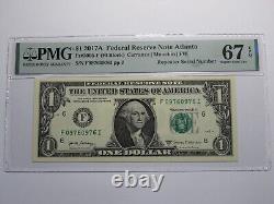 Numéro de série de répétiteur de 1$ 2017 Billet de banque de réserve fédérale PMG UNC67