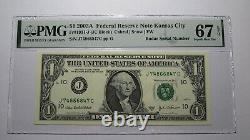 Numéro de série du radar de billet de banque de réserve fédérale de 2003 de $1, billet PMG UNC67EPQ