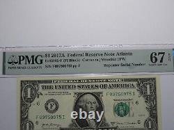 Numéro de série répétiteur de 1 $ 2017 billet de banque de la Réserve fédérale avec grade PMG UNC67