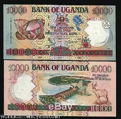 Ouganda 10000 Shillings P38a 1995 Musique Dam Antelope Unc Monnaie Argent Bill Note