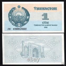 Ouzbékistan 1 SOM P-61 1992 x 100 Pcs Lot BUNDLE Billet de banque ouzbek 1ère UNC Monnaie