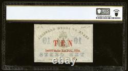 PCGS GEM UNC 65 Charleston CAROLINE DU SUD 1863 Confédéré 10c Billet de banque