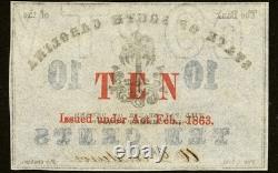 PCGS GEM UNC 65 Charleston CAROLINE DU SUD 1863 Confédéré 10c Billet de banque