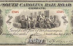 PMG GEM UNC 65. 1873 CAROLINE DU SUD Charleston RAIL ROAD Foire 2 Billets Obsolètes