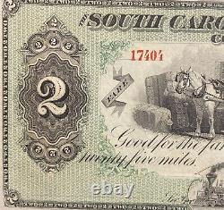 PMG GEM UNC 65. 1873 CAROLINE DU SUD Charleston RAIL ROAD Foire 2 Billets Obsolètes