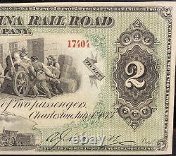 PMG GEM UNC 65. 1873 CAROLINE DU SUD Charleston RAIL ROAD Foire 2 Billets Obsolètes