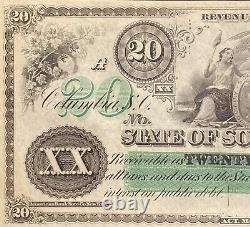 PMG GEM UNC 66. 1872 20 $ CAROLINE DU SUD Billet de banque obsolète de Columbia