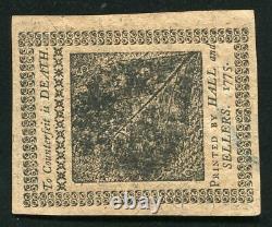 Pa-187 Le 25 Octobre 1775 2s Deux Shillings Pennsylvanie Colonial Monnaie Unc