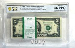 Paquet de billets de la Réserve fédérale de 2 $ 2009 Dallas PCGS 66 PPQ GEM UNC Fr. 1939-K