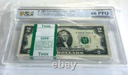 Paquet de billets de la Réserve fédérale de 2 $ 2009 Dallas PCGS 66 PPQ GEM UNC Fr. 1939-K