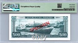 Paraguay 500 guaranies 1952 SPÉCIMEN PMG 67 Superbe Gem UNC EPQ Pick-200CS1