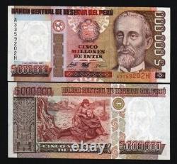 Pérou 5 000 000 INTIS 5000000 P-149 1990 5 Millions de devises mondiales UNC péruviennes