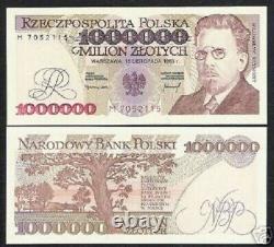 Pologne 1000000 Zlotych P-162 1993 X 1 Million 1 000 000 Unc Note De Monnaie Polonaise