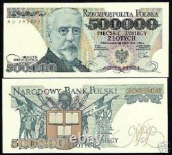 Pologne 500 000 ZLOTYCH 500000 P-156 1990 1/2 Million UNC Billet de banque polonais