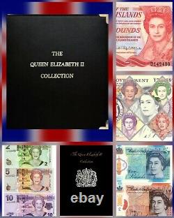 Queen Elizabeth Ii, 20 Pieces Banknote Album Set, Unc Currency / Pièces De Monnaie
