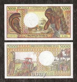 RÉPUBLIQUE CENTRAFRICAINE 5000 FRANCS P-12b 1984 MINE NEUF CIRCULÉ MONNAIE (RCA) BILLET
