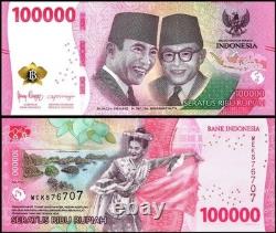 RUPIAH INDONÉSIENNE 100 000 X 100 = 10 MILLIONS (5 000 000) IDR UNC INDONÉSIE