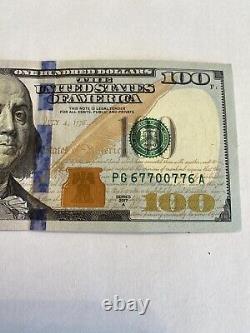 Répéteur radar de billets de monnaie de 100 dollars américains, trinaire, billet de monnaie 2017A, presque non circulé.