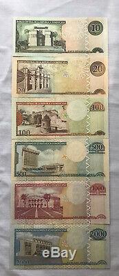 République Dominicaine 10-2,000 Pesos 6 Pièces Banknote Set 2003 Unc Monnaie