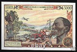 République centrafricaine 5000 Francs P-11 1980 Rare Unc Billet de banque 5 000 Note