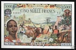 République centrafricaine 5000 Francs P-11 1980 Rare Unc Billet de banque 5 000 Note