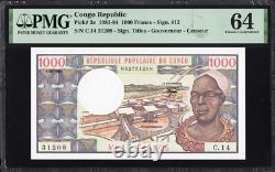 République du Congo 1000 Francs P3e 1981-84 PMG64 Choix UNC Billet de banque Monnaie RARE