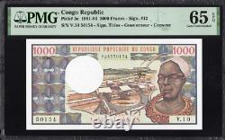 République du Congo 1000 Francs P3e 1981-84 PMG65 Gem UNC EPQ Billet de banque Monnaie RARE