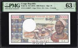 République du Congo 1000 francs P3c 1978 PMG63 Choice UNC EPQ billet de banque monnaie RARE