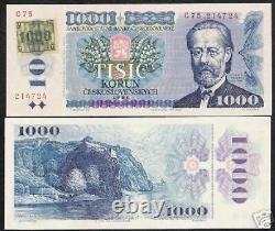 République tchèque 1000 1 000 Korun P-3 A 1993 Château Euro Unc Billet de banque Devise