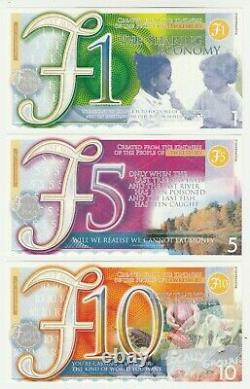 Royaume-uni Tewkesbury 1 5 10 Livres Unc Monnaie Locale Prototype Échantillon 3 Ensemble De Billets De Banque