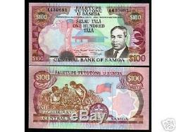 Samoa Occidentales 100 Tala P30 1990 Un Prefix Roi Unc Rare Monnaie Argent Banknote