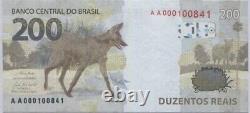 Série 2020 Billet de banque brésilien Lobo Guara de 200 Reais UNC. Monnaie réelle brésilienne.