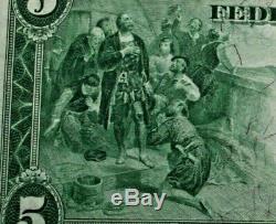 Série De 1914 $ Blue 5 Seal Unc. Etats-unis Devise Large