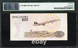 Singapour 20 Dollars P12 1976 Oiseaux PMG65 Gem UNC EPQ Billet de Banque