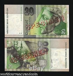 Slovaquie 20 Korun 1997 Spécimen Euro-prince Nitra Château Unc Monnaie Banknote